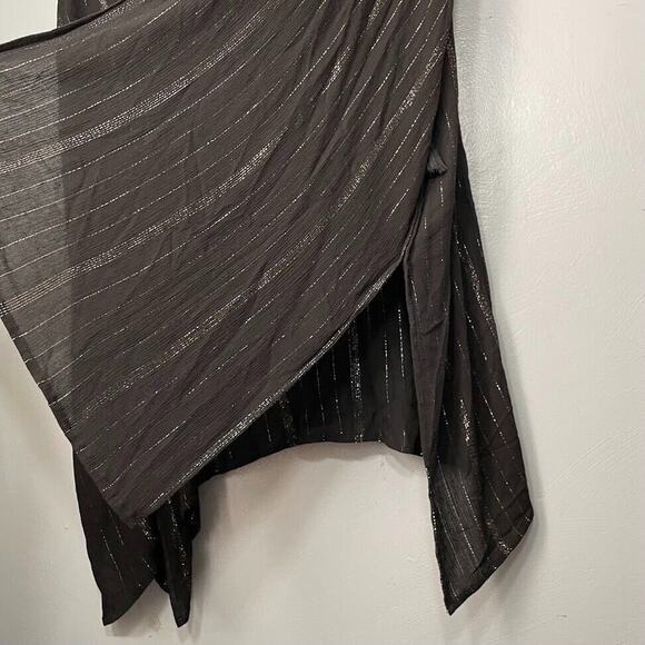 Vince Camuto Kimono One Size Gauze Tasseled Black Gold Metallic Whimsigoth Dark - Picture 3 of 6